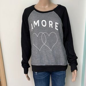 Wildfox medium sweatshirt black/gray Amore crew neck